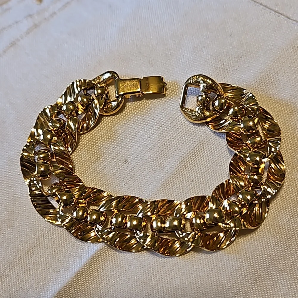 Monet Shiny Gold-Tone Twisted Link Bracelet
